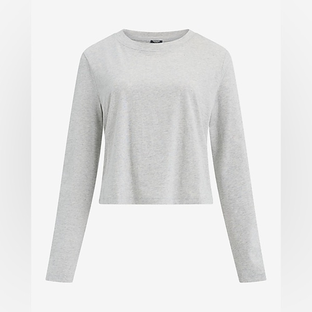 EXPRESS Cotton Crew Neck Long Sleeve Boyfriend Tee